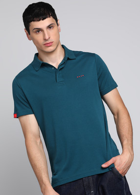 THE BEAR HOUSE Solid Men Polo Neck Blue T-Shirt