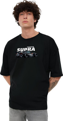 KART BLACK Printed Men Round Neck Black T-Shirt