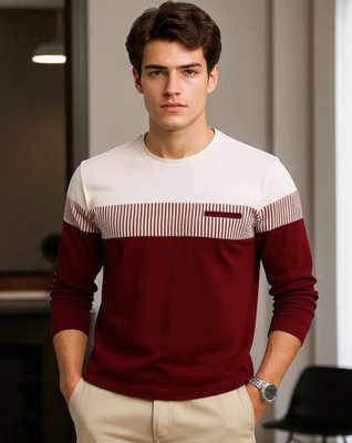 TrendShaper Printed Men Round Neck Maroon T-Shirt