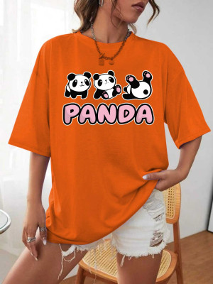 firi Printed, Typography Women Round Neck Orange T-Shirt