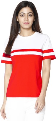 VIVINKS Colorblock Women Round Neck Red T-Shirt