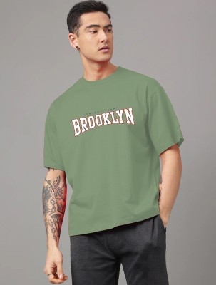 Mcalm Printed Men Round Neck Light Green, White T-Shirt