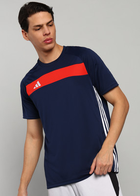 ADIDAS Colorblock Men Round Neck Blue T-Shirt