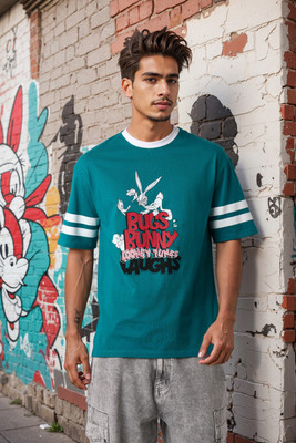 The Indian Garage Co. Printed Men Crew Neck Green T-Shirt