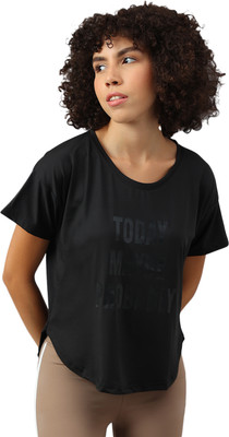 MKH Printed Women Crew Neck Black T-Shirt