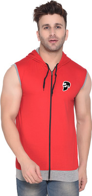 GEUM Printed Men Hooded Neck Red T-Shirt