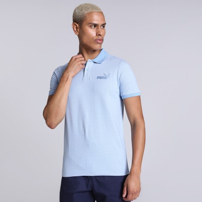 PUMA Solid Men Peter Pan Collar Blue T-Shirt