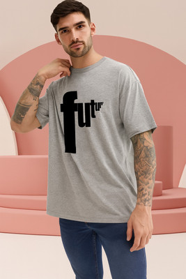 dos hermanos Printed Men Round Neck Grey T-Shirt