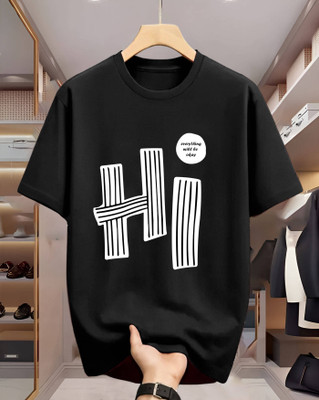 Twenty2Creation Printed Men Round Neck Black T-Shirt