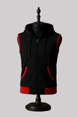 VASTRAART Solid Men Hooded Neck Black T-Shirt