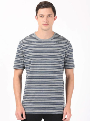 JOCKEY Striped Men Round Neck Grey T-Shirt