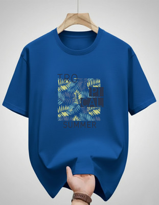 Magneto Printed Men Round Neck Blue T-Shirt