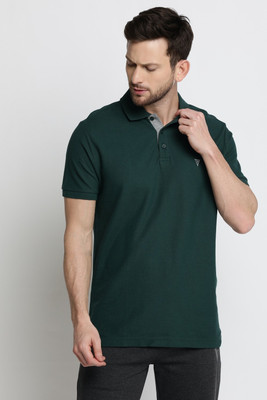 VAN HEUSEN Solid Men Polo Neck Green T-Shirt