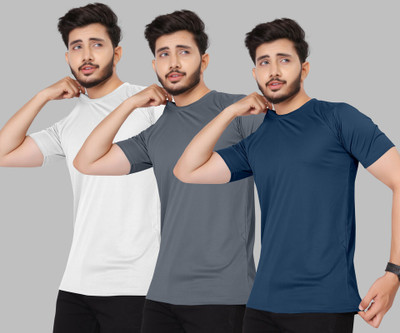 M7 By Metronaut Solid Men Round Neck Multicolor T-Shirt