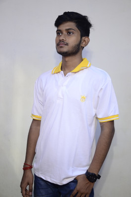 BARONIAL Solid Men Polo Neck White T-Shirt