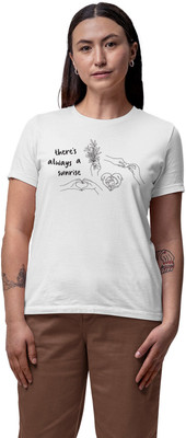 Fighterhero Printed Women Round Neck White T-Shirt