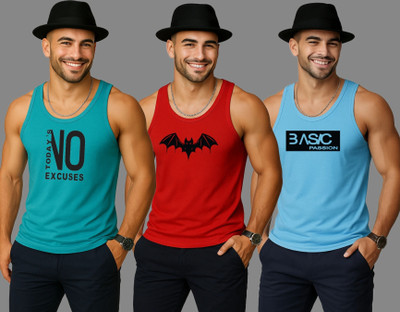SSJE Printed Men Scoop Neck Green, Red, Light Blue T-Shirt