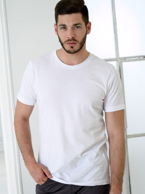 AttireBae Solid Men Round Neck White T-Shirt