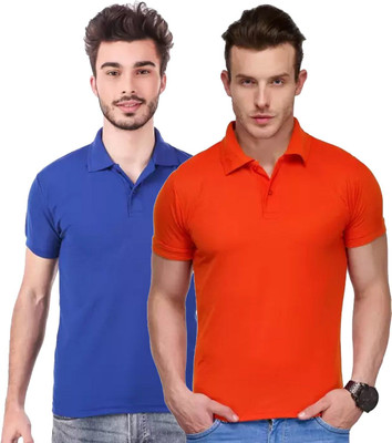 YUALIN CREATION Solid Men Polo Neck Multicolor T-Shirt