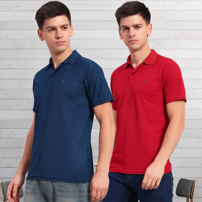DUCOHIVE Solid Men Polo Neck Multicolor T-Shirt