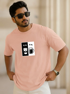 SINNER STREET Graphic Print Men Round Neck Beige T-Shirt