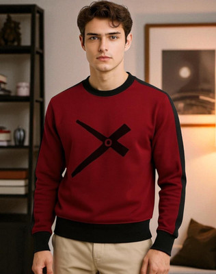 FAOES Printed Men Round Neck Maroon T-Shirt