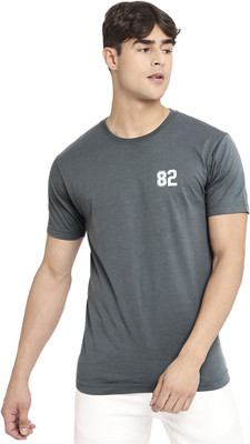 FRENCHIE Self Design Men Round Neck Grey T-Shirt