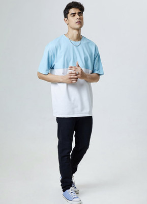 SPOWEARY Printed Men Round Neck Light Blue T-Shirt
