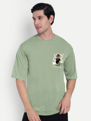 HouseOfCommon Graphic Print Men Round Neck Light Green T-Shirt