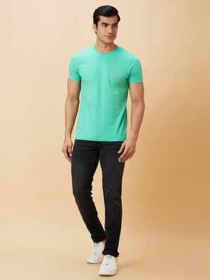 BEING HUMAN Solid Men Crew Neck Green T-Shirt