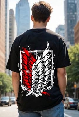 Uniplanet Store Typography Men Round Neck Black T-Shirt