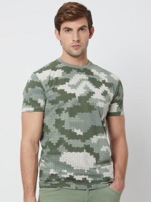 MUFTI Military Camouflage Men Crew Neck Green T-Shirt