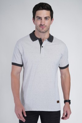 Polo Plus Solid Men Polo Neck Grey T-Shirt