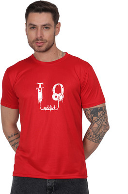 Anabia Printed Men Round Neck Red T-Shirt
