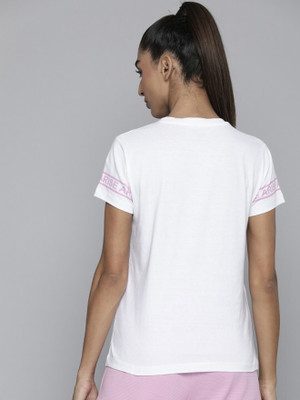 HRX by Hrithik Roshan Self Design Women Round Neck White T-Shirt