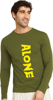 London Crew Typography Men Round Neck Green T-Shirt