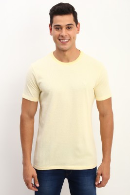 Allen Solly Solid Men Round Neck Yellow T-Shirt