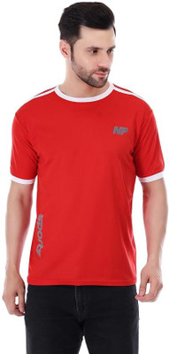NEEPRI Solid Men Round Neck Red T-Shirt