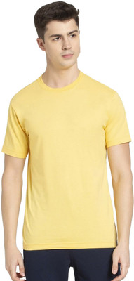 JOCKEY Solid Men Round Neck Yellow T-Shirt