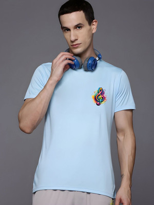 SZN Graphic Print Men Round Neck Light Blue T-Shirt