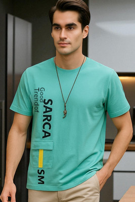 FAOES Printed Men Round Neck Green T-Shirt