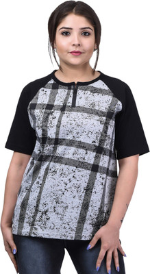 HouseOfCommon Printed Women Round Neck Grey T-Shirt