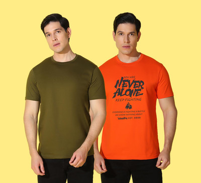 WOOSTRO Solid, Printed Men Round Neck Multicolor T-Shirt