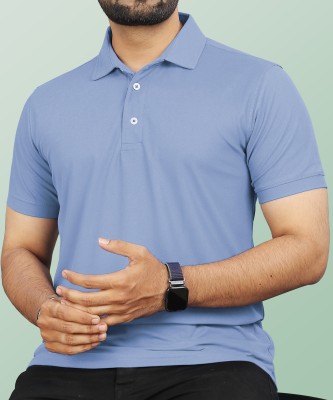 VeBNoR Solid Men Polo Neck Light Blue T-Shirt