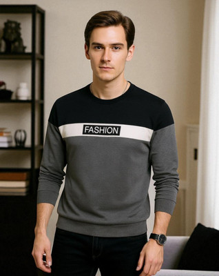 Autna Printed Men Round Neck Grey T-Shirt