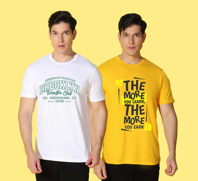 WOOSTRO Printed Men Round Neck Multicolor T-Shirt