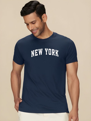 SZN Graphic Print Men Round Neck Dark Blue T-Shirt