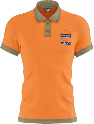 HSM HIGH Graphic Print Men Polo Neck Orange T-Shirt