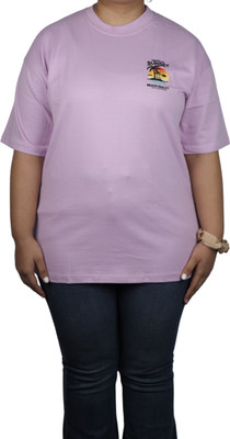 igita Printed Women Round Neck Purple T-Shirt