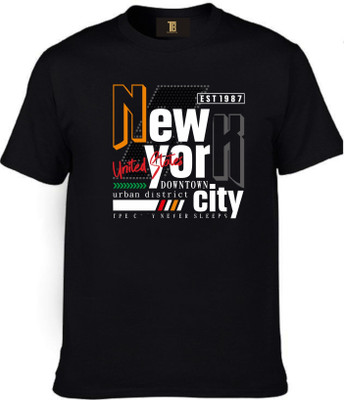 Trendifyteez Printed Men Round Neck Black T-Shirt
